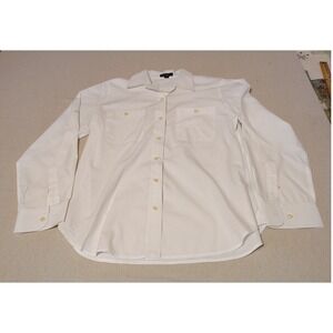 Lauren Jeans Ralph Lauren White Button Down Shirt Long Sleeve Roll Tab Sz L MM